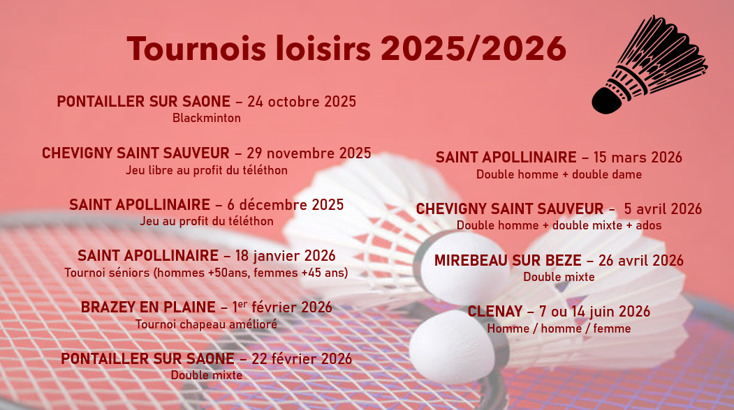 PLANNING DES TOURNOIS 2025/2026