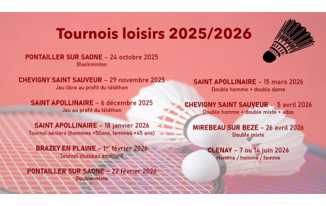 PLANNING DES TOURNOIS 2025/2026